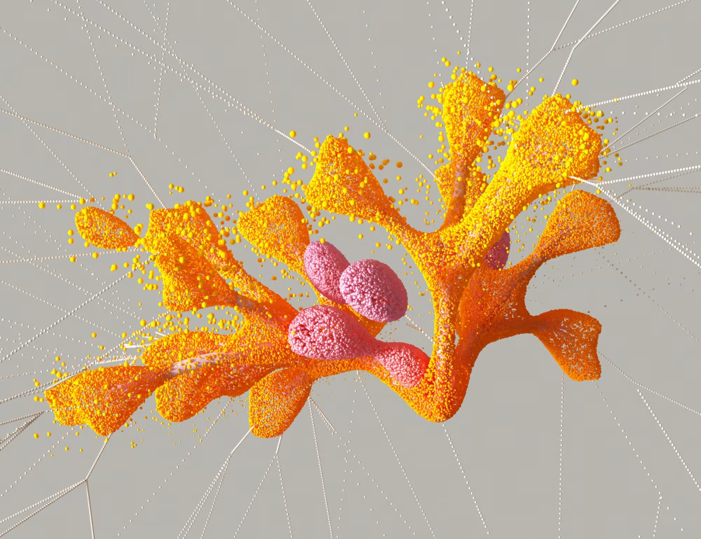 Abstract Organic Shapes with Colorful Textures in a Dynamic Composition