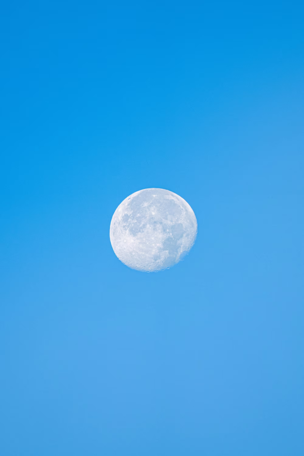 Bright Moon Against a Clear Blue Sky on a Clear Day