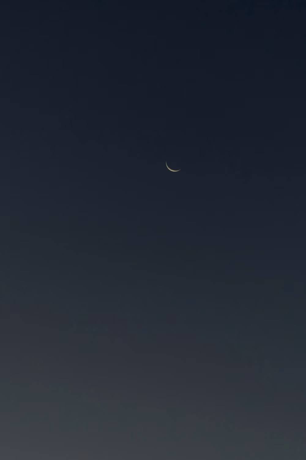 Crescent Moon in the Night Sky with Minimal Stars Visible