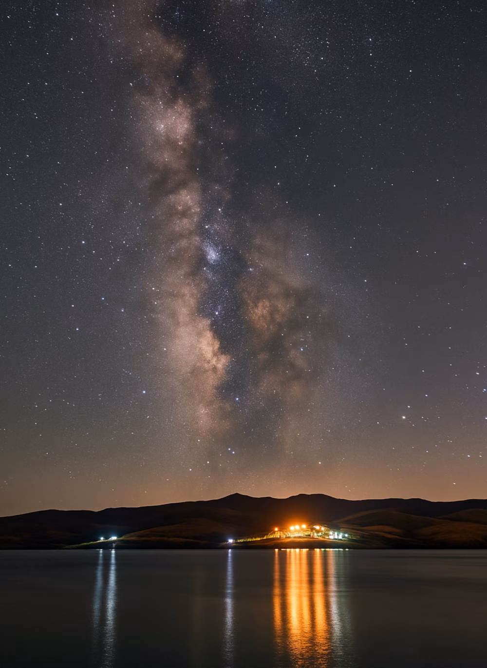 Stunning Milky Way Over a Peaceful Lake at Night