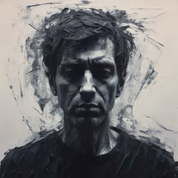 Abstract Monochrome Portrait of a Man in Bold Artistic Style