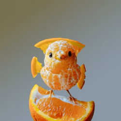 Creative Image of a Bird Formed From Orange Pieces