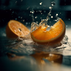 Fresh Orange Slices Splashing in Water for a Dynamic Visual Effect