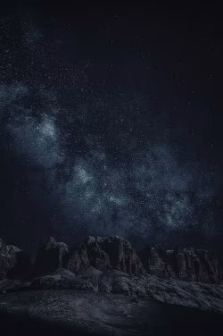 Night Sky with Milky Way Above Snow-Capped Mountain Peaks