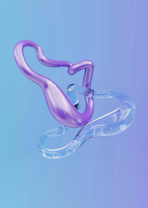 Abstract Purple and Clear Fluid Shapes with Blended Gradient Background