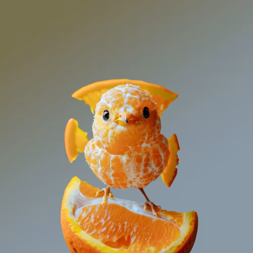Creative Image of a Bird Formed From Orange Pieces