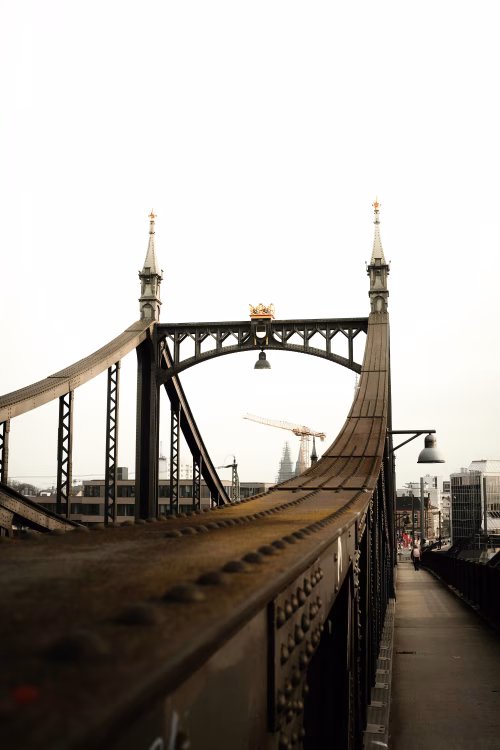 Historic Iron Bridge Architecture Captured in Urban City Landscape